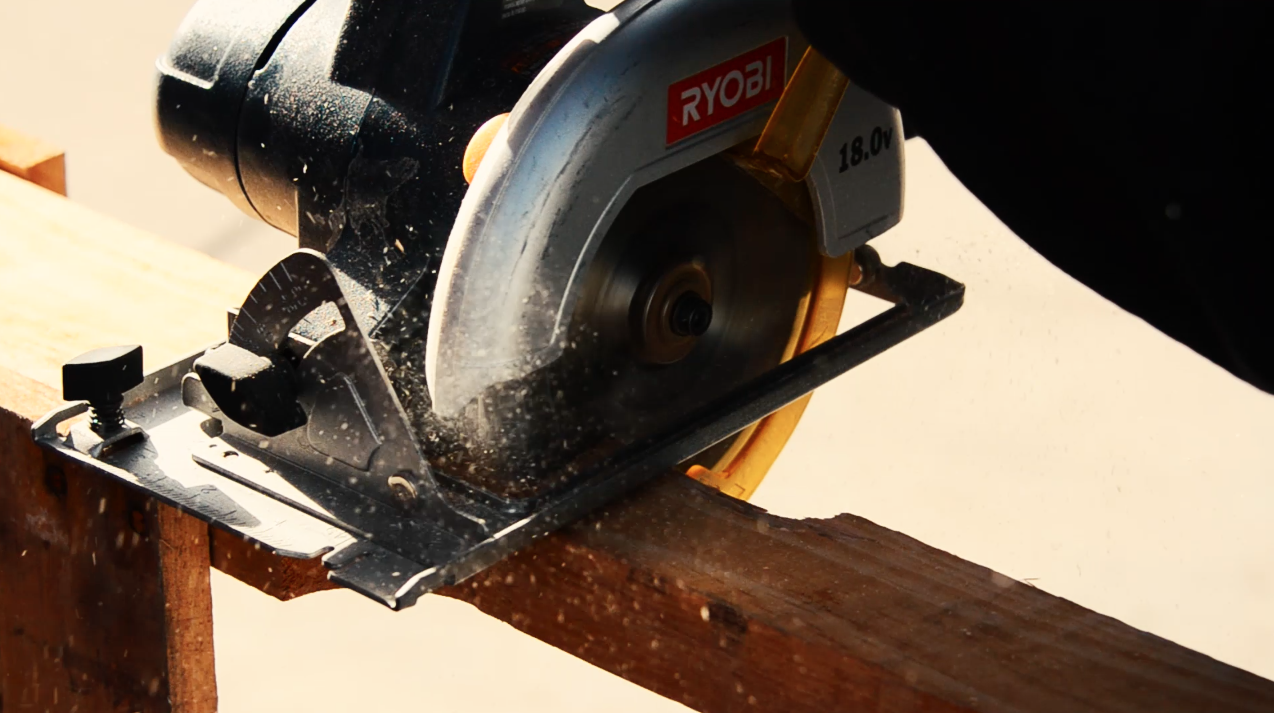 Once the space on the pallet is cleared you can begin cutting with the circular saw.
