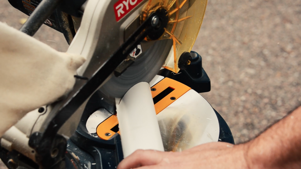 Cut the PVC pipe at a 45 degree angle on both ends.