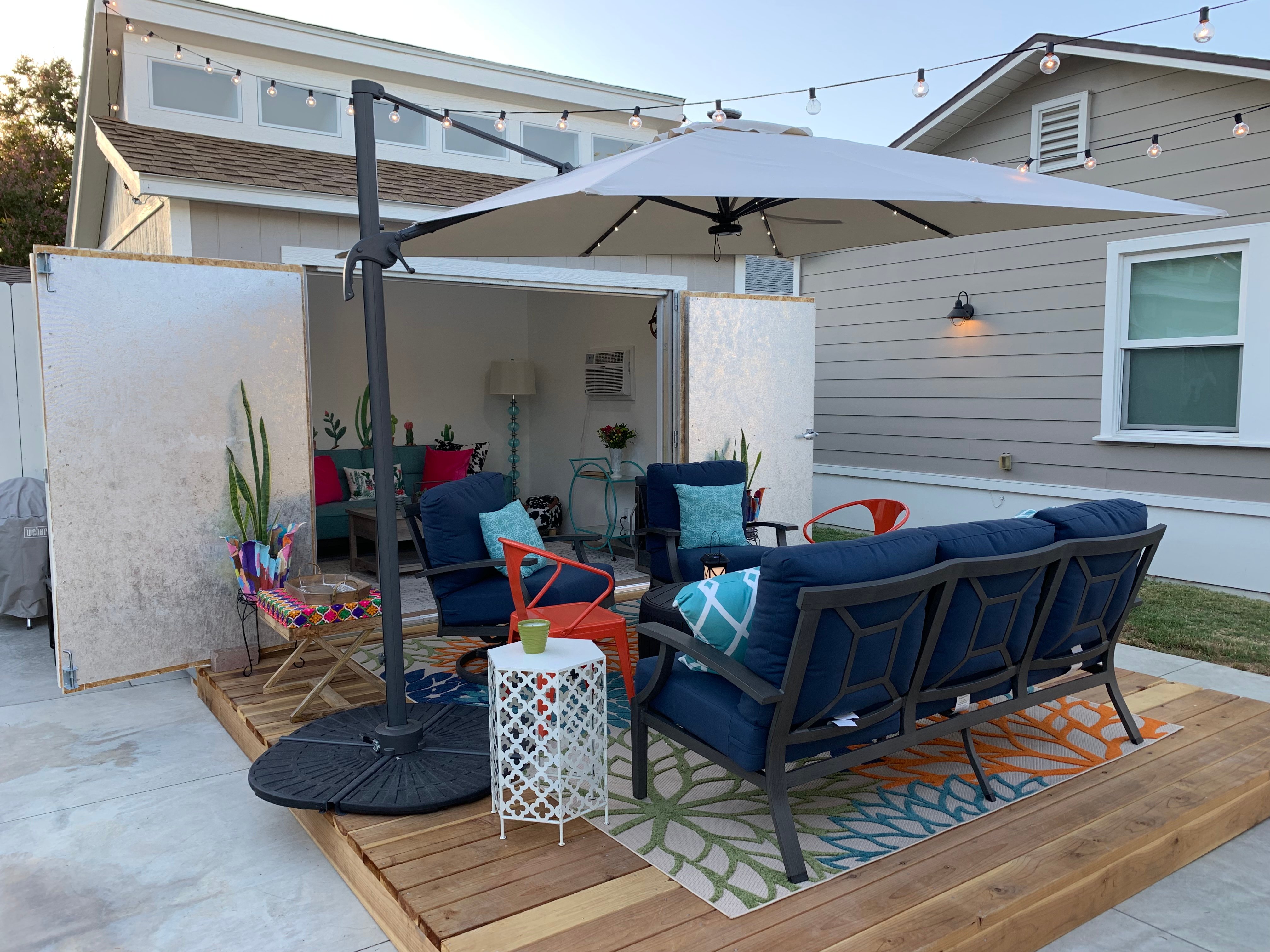 Lorna's Backyard Office and Entertaining Space. The backyard office has plenty of room for work and play.