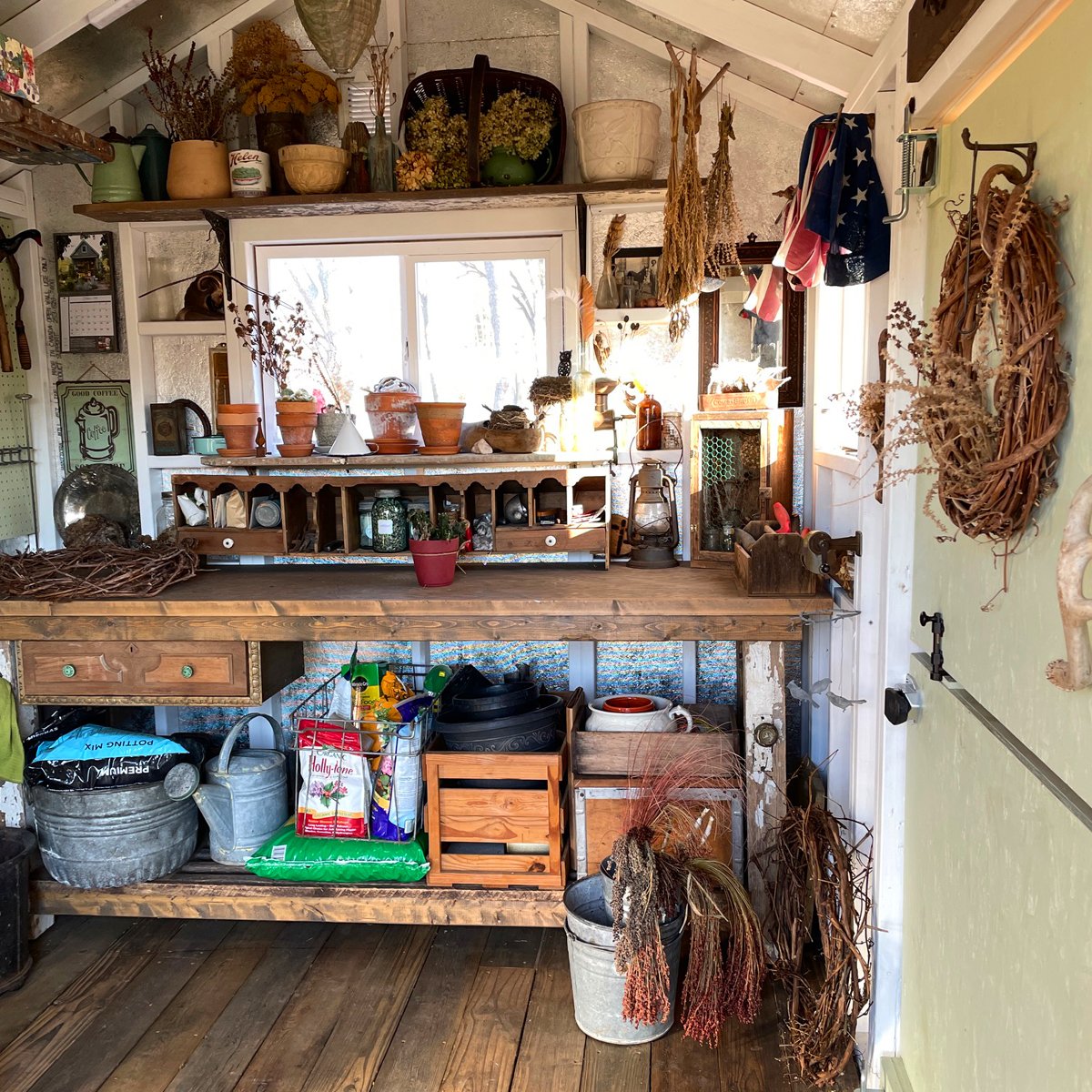 More details on the rustic potting bench for Rudy and Helen's garden shed.