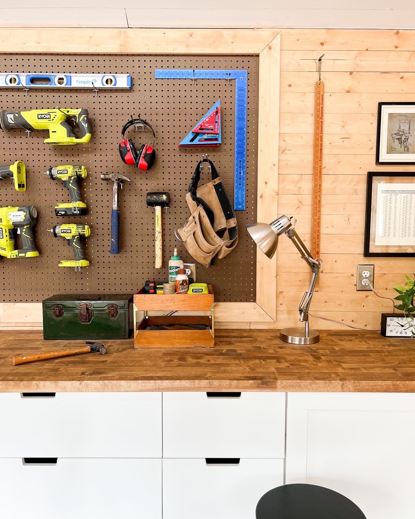 Cass' pegboard has plenty of tool storage and custom storage ideas.