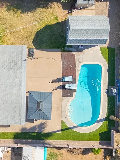 Tuff Shed premier pro barn and pool overhead