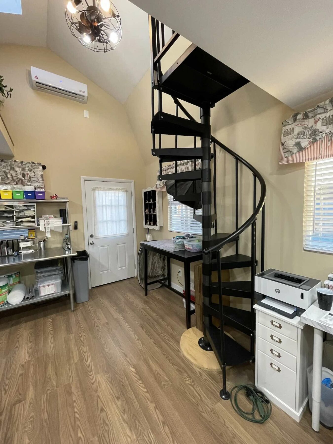 cookie mill barn interior with stairs