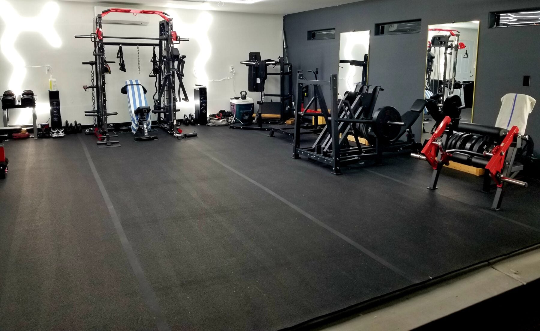 Interior of home gym shed